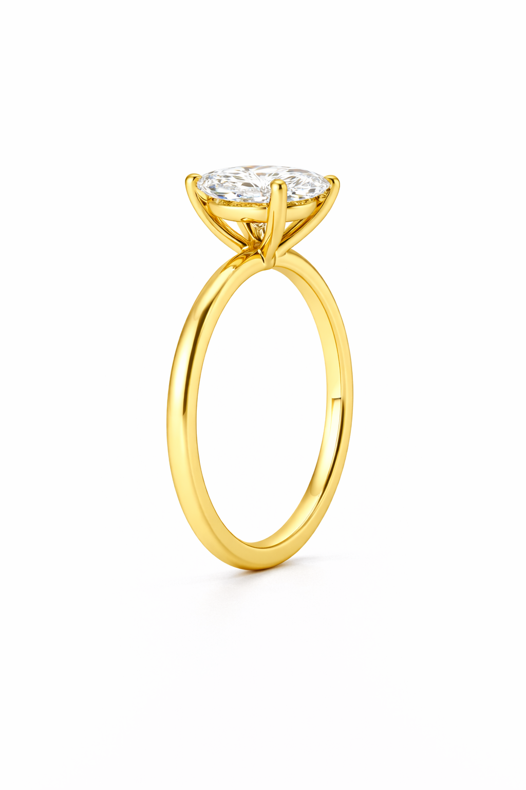 14K Flat Edge Marquise Solitaire Size 6.5
