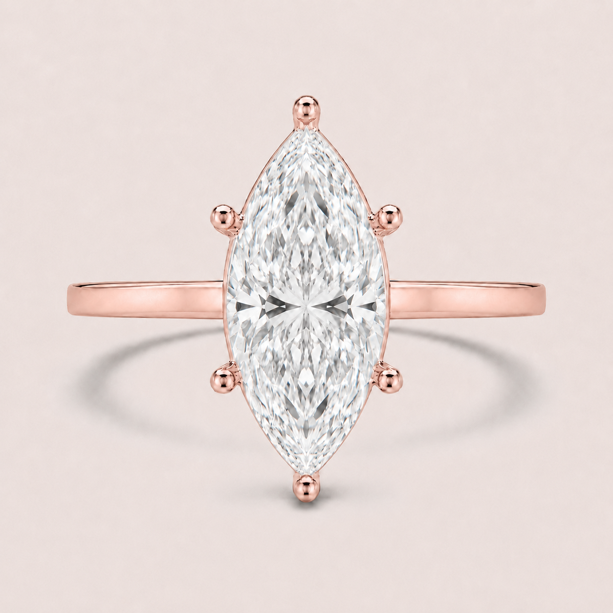 14K Marquise Solitaire — 6 Prong Flat Band, Size 6.5 — alternate product view 8