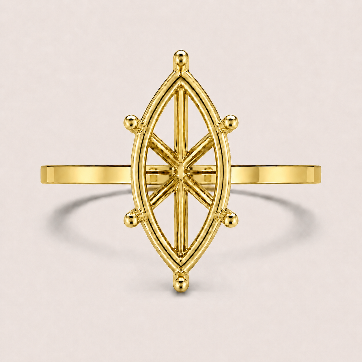 14K Marquise Solitaire — 6 Prong Flat Band, Size 6.5 — alternate product view 4