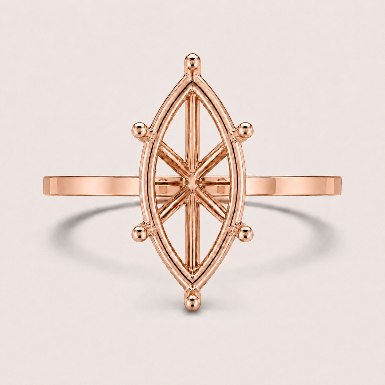 14K Marquise Solitaire — 6 Prong Flat Band, Size 6.5 — alternate product view 7