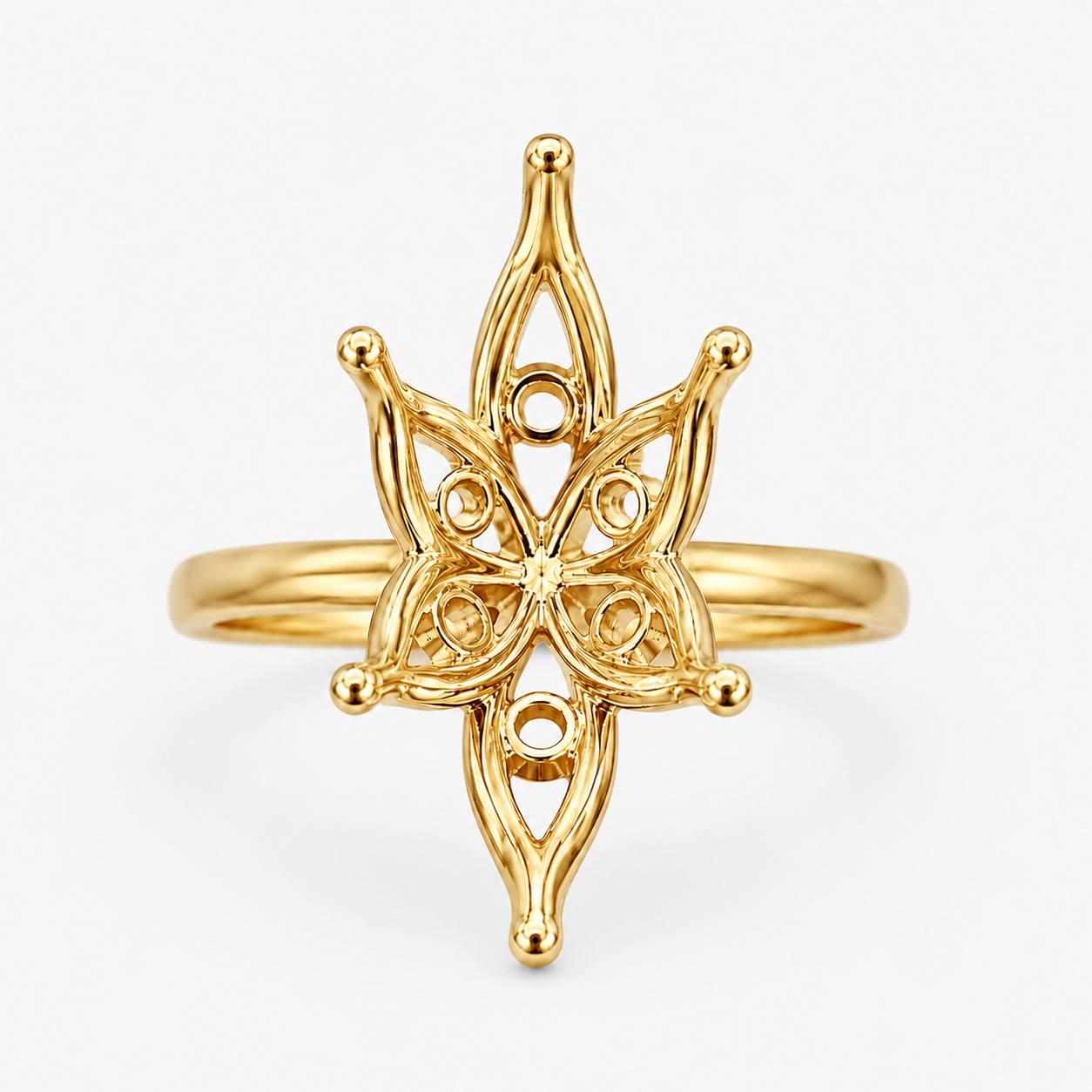 14K Marquise Solitaire — Flower Tulip, Size 6.5 — alternate product view 3