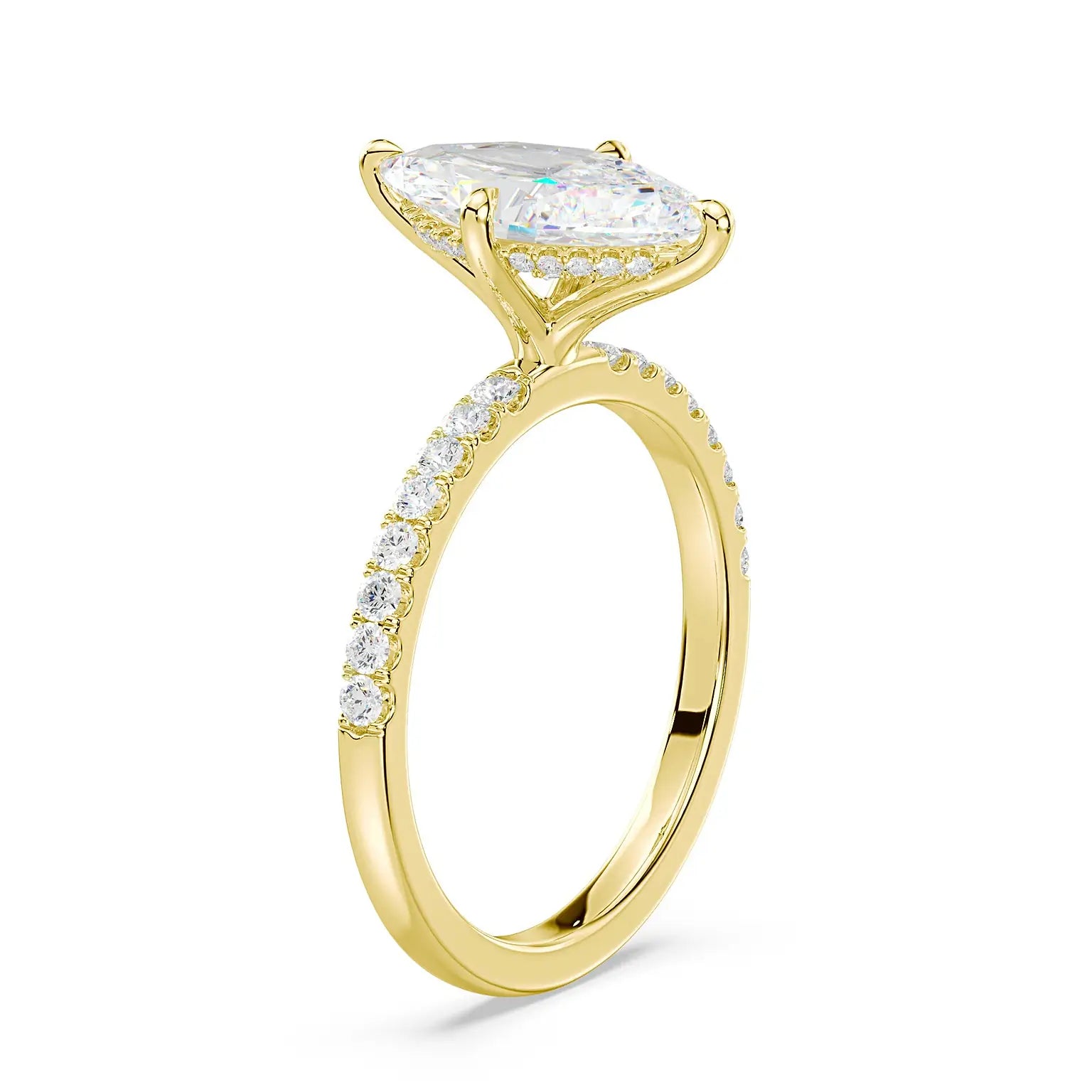 14K Marquise Solitaire — Hidden Halo Pave, Size 6.5 — alternate product view 5