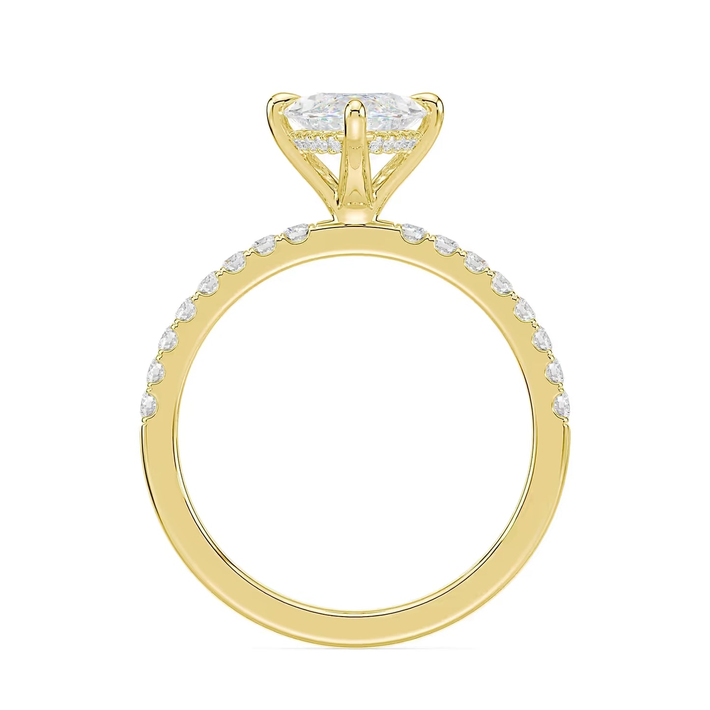 14K Marquise Solitaire — Hidden Halo Pave, Size 6.5 — alternate product view 6