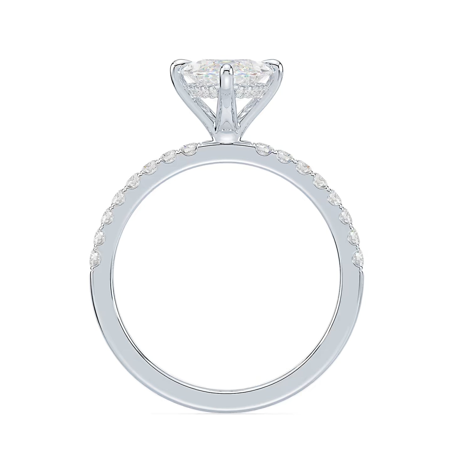 14K Marquise Solitaire — Hidden Halo Pave, Size 6.5 — alternate product view 3