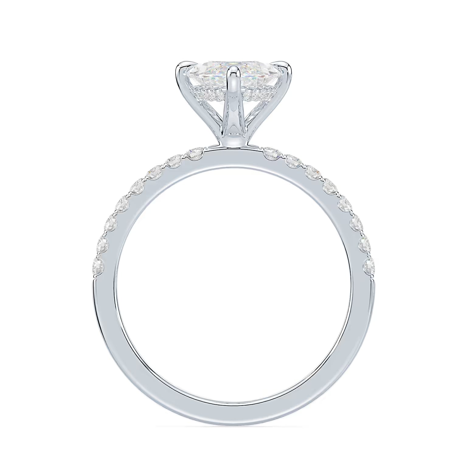 14K Marquise Solitaire — Hidden Halo Pave, Size 6.5 — alternate product view 3