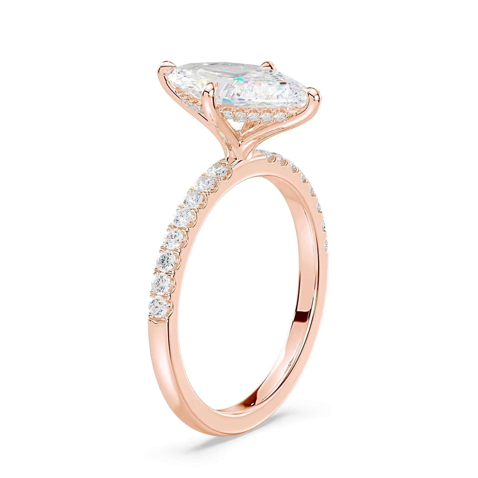 14K Marquise Solitaire — Hidden Halo Pave, Size 6.5 — alternate product view 8