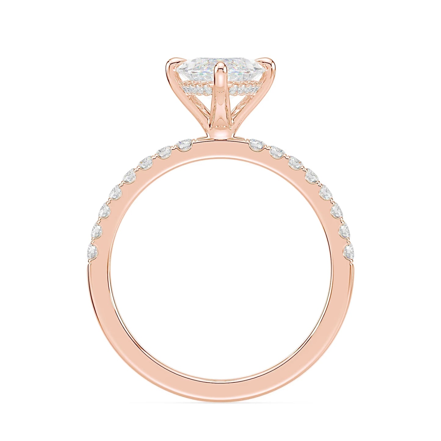 14K Marquise Solitaire — Hidden Halo Pave, Size 6.5 — alternate product view 9