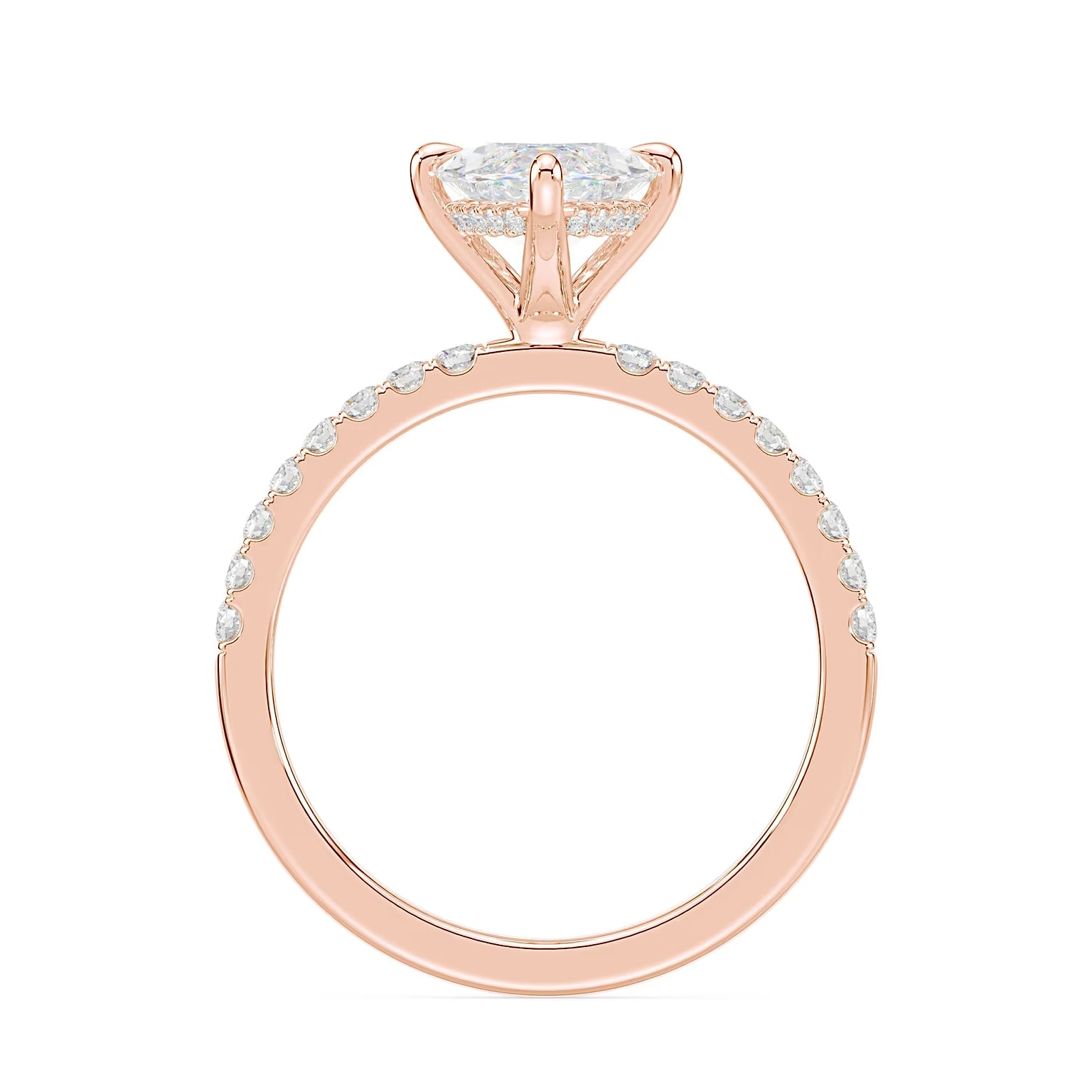 14K Marquise Solitaire — Hidden Halo Pave, Size 6.5 — alternate product view 9