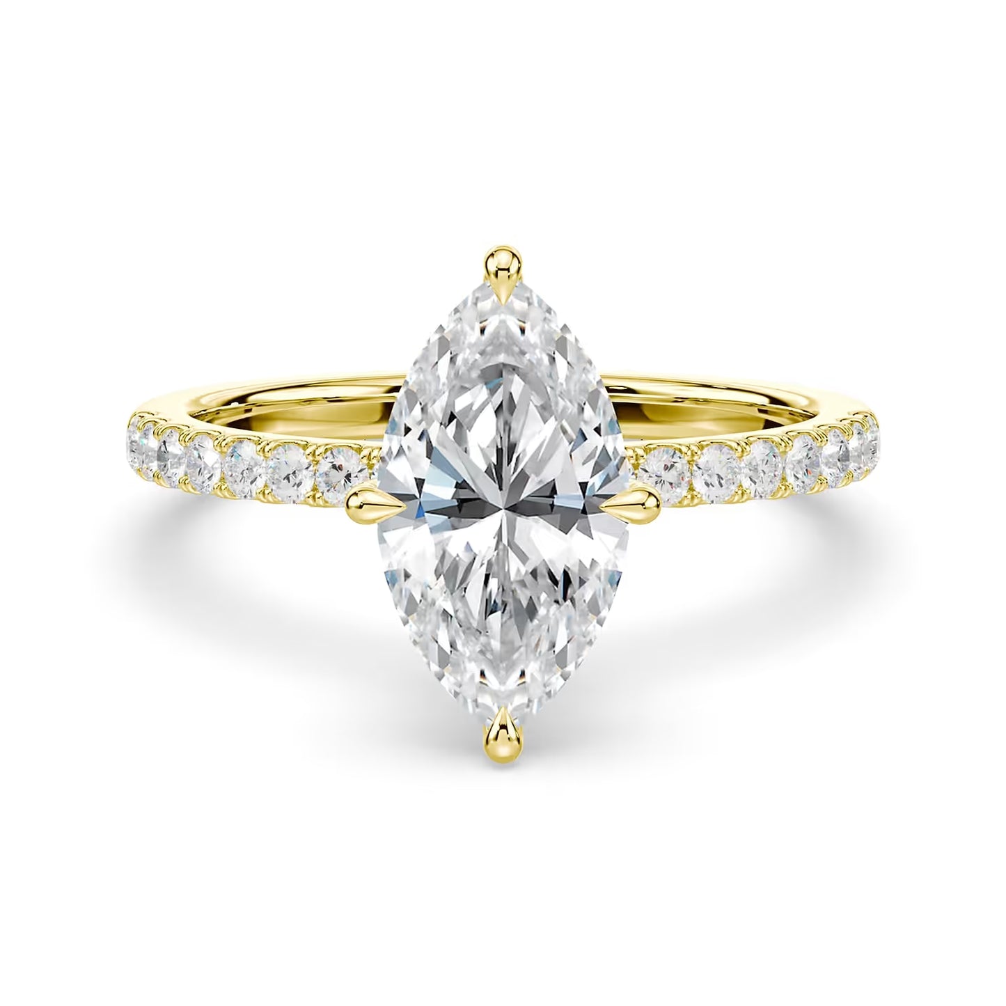 14K Marquise Solitaire — Hidden Halo Pave, Size 6.5 — alternate product view 4