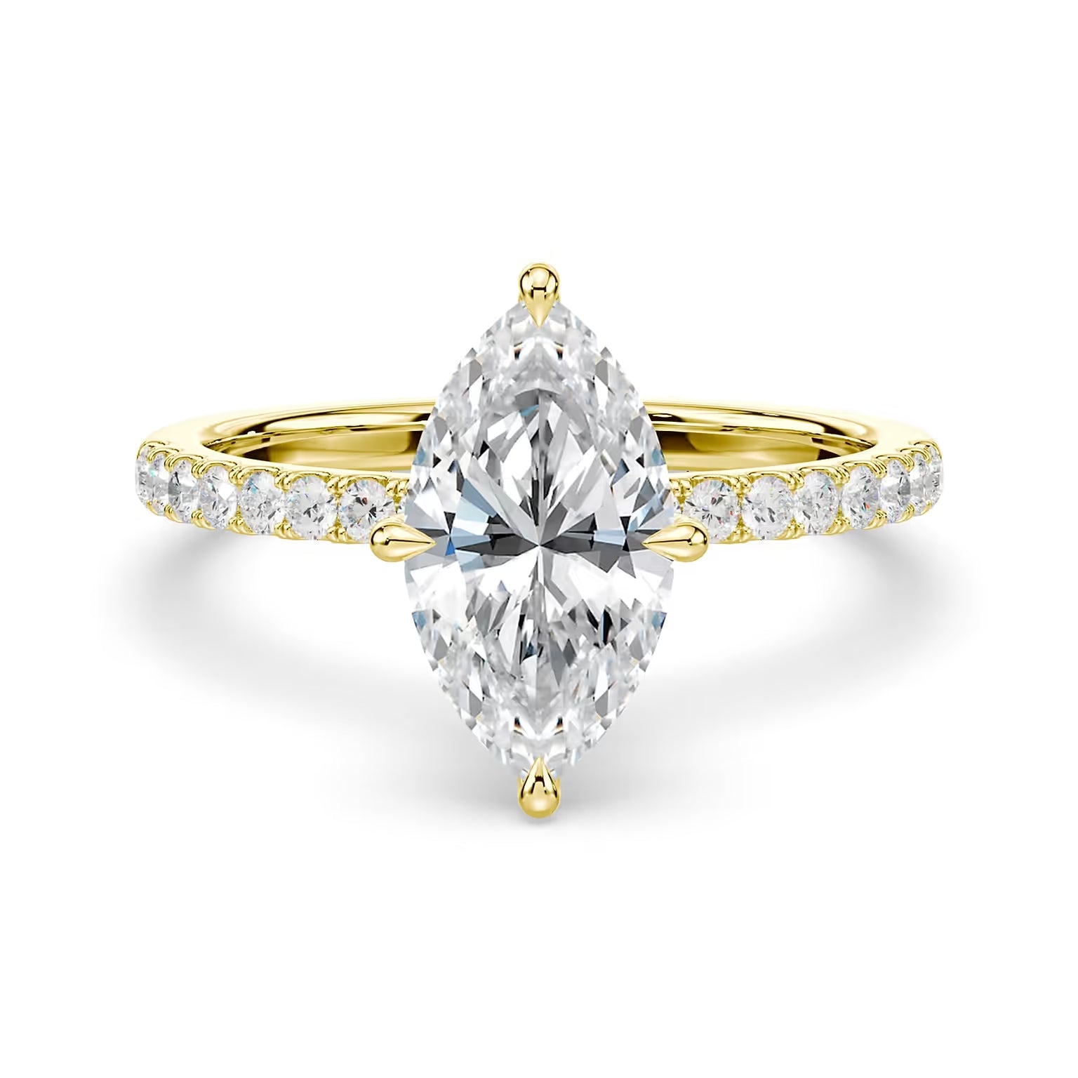 14K Marquise Solitaire — Hidden Halo Pave, Size 6.5 — alternate product view 4