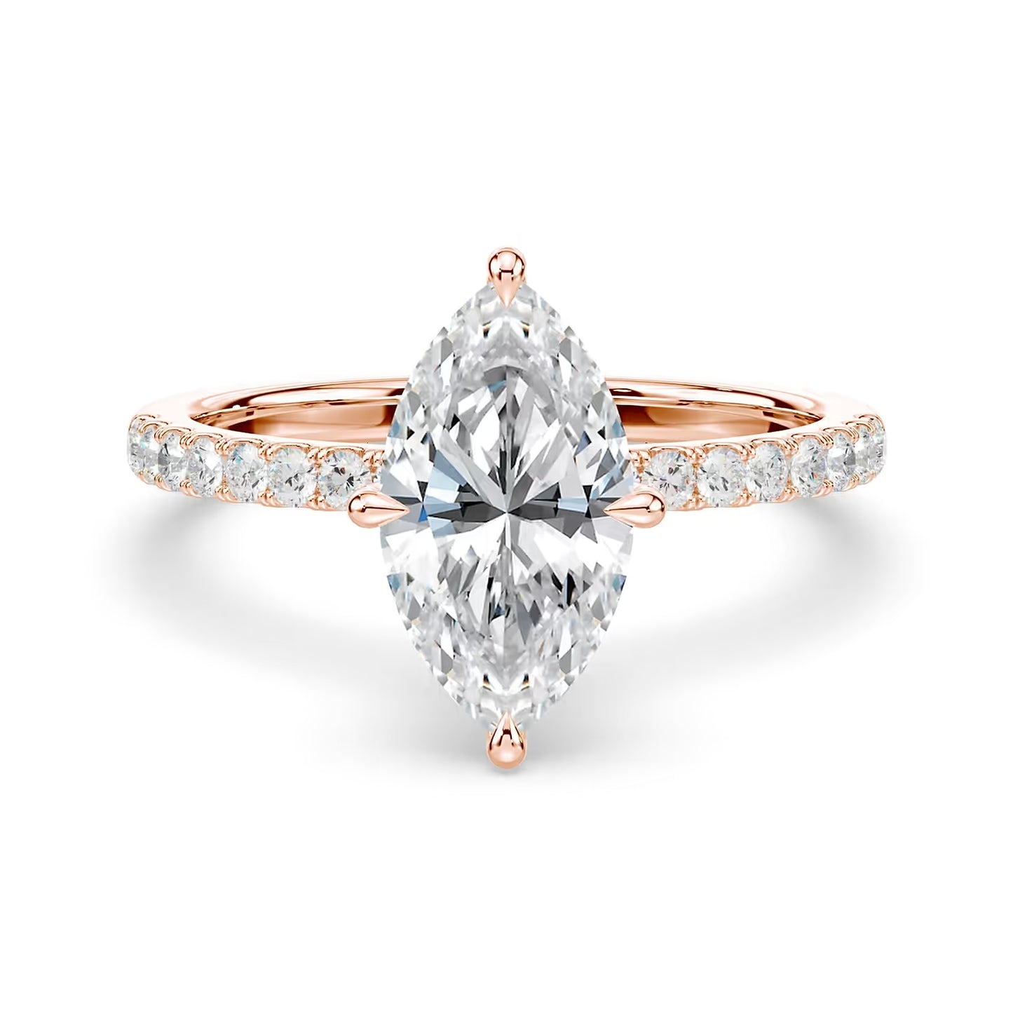 14K Marquise Solitaire — Hidden Halo Pave, Size 6.5 — alternate product view 7