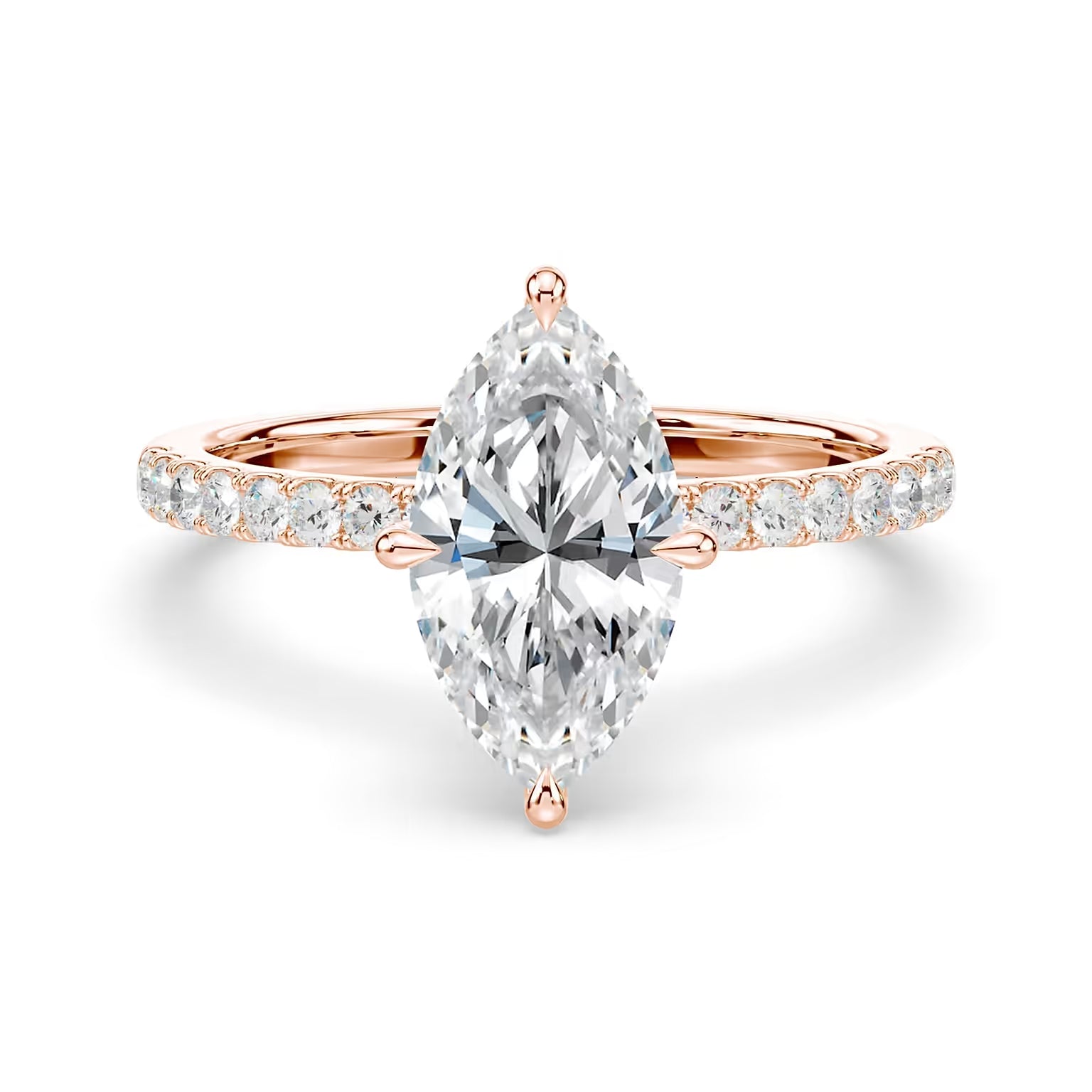 14K Marquise Solitaire — Hidden Halo Pave, Size 6.5 — alternate product view 7