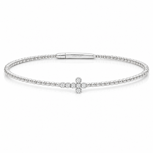 14K Cross Flex Bangle — 14K gold mounting