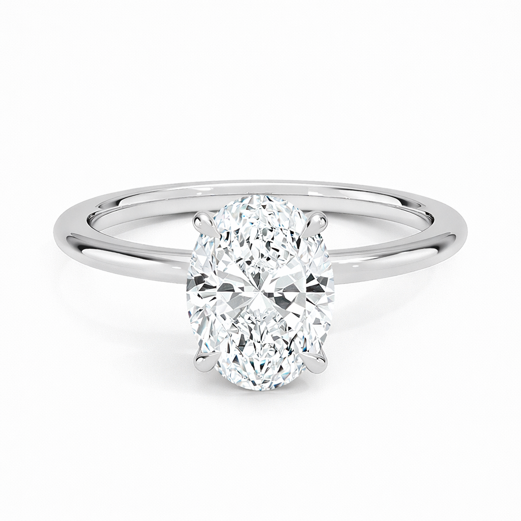 14K Oval Solitaire — Classic, Size 6.5 — 14K gold mounting