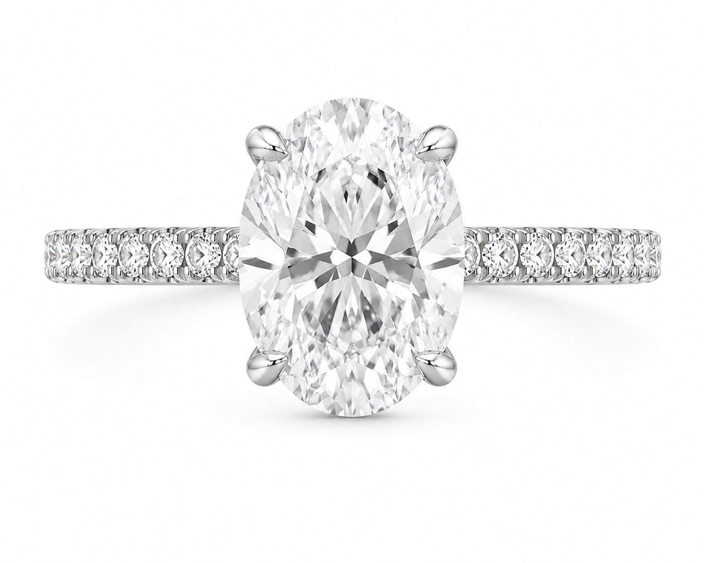 14K Oval Solitaire — Hidden Halo Pave, Size 6.5 — alternate product view 3