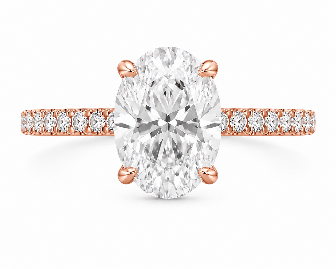 14K Oval Solitaire — Cathedral Hidden Halo, Size 6.5 — alternate product view 3