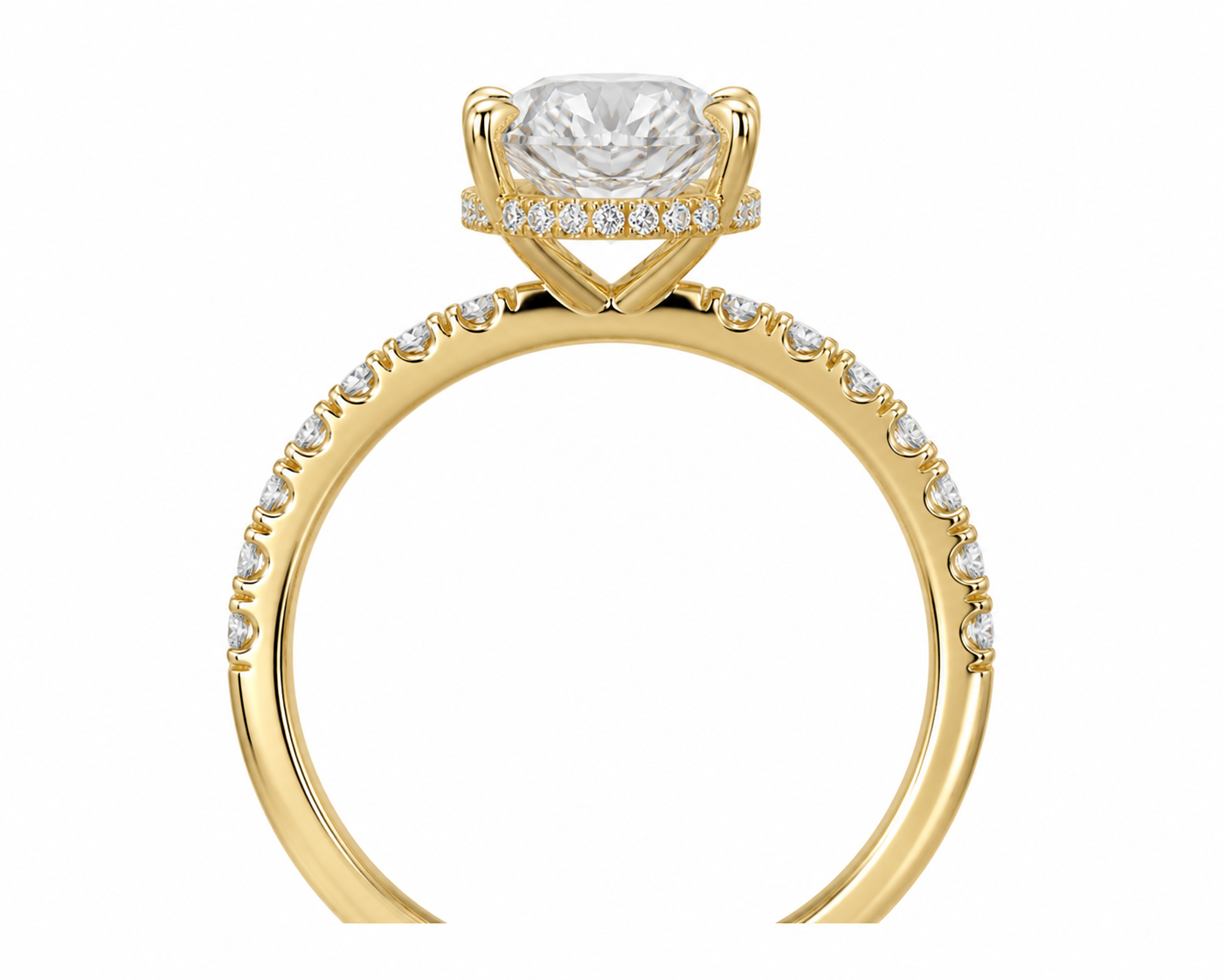 14K Oval Solitaire — Hidden Halo Pave, Size 6.5 — alternate product view 5