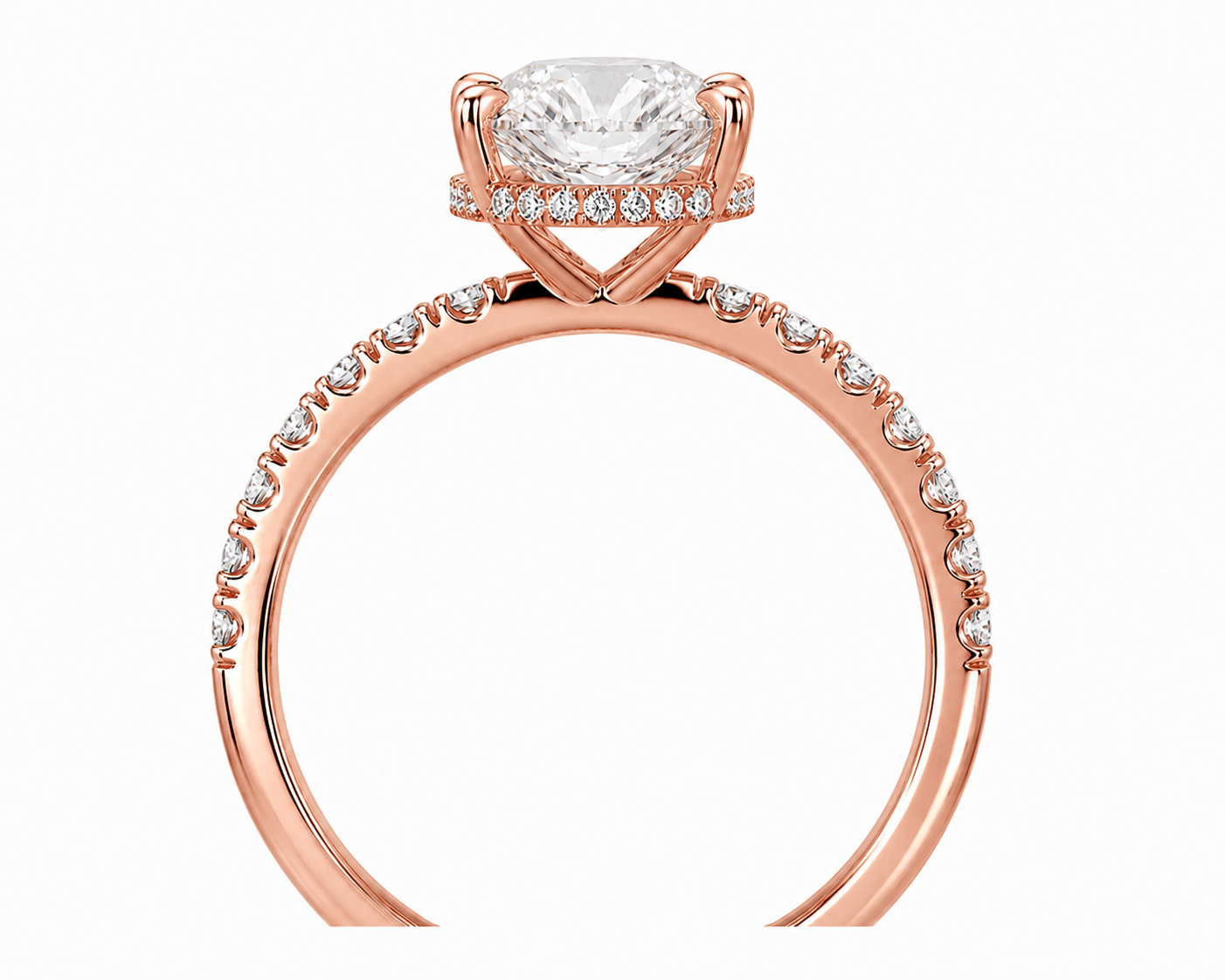 14K Oval Solitaire — Hidden Halo Pave, Size 6.5 — alternate product view 8
