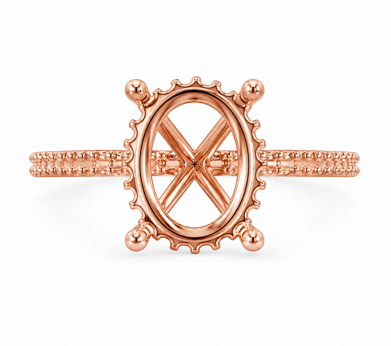14K Oval Solitaire — Hidden Halo Pave, Size 6.5 — alternate product view 7