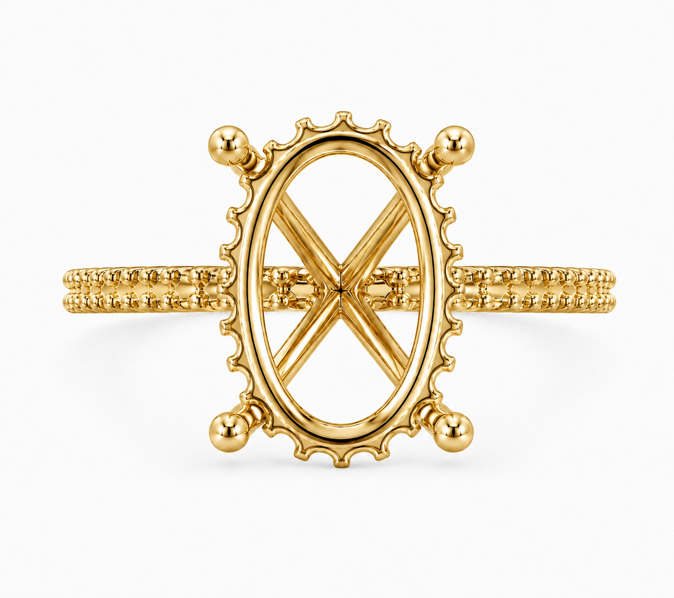 14K Oval Solitaire — Cathedral Hidden Halo, Size 6.5 — alternate product view 6