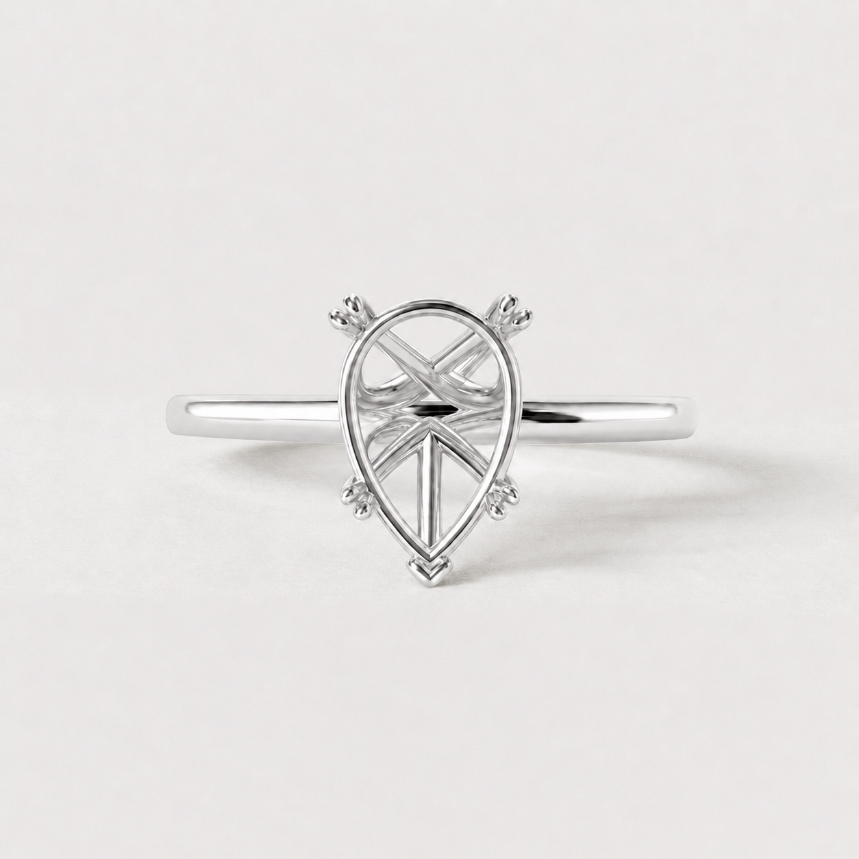14K Pear Solitaire — Double Prong, Size 6.5 — 14K gold mounting