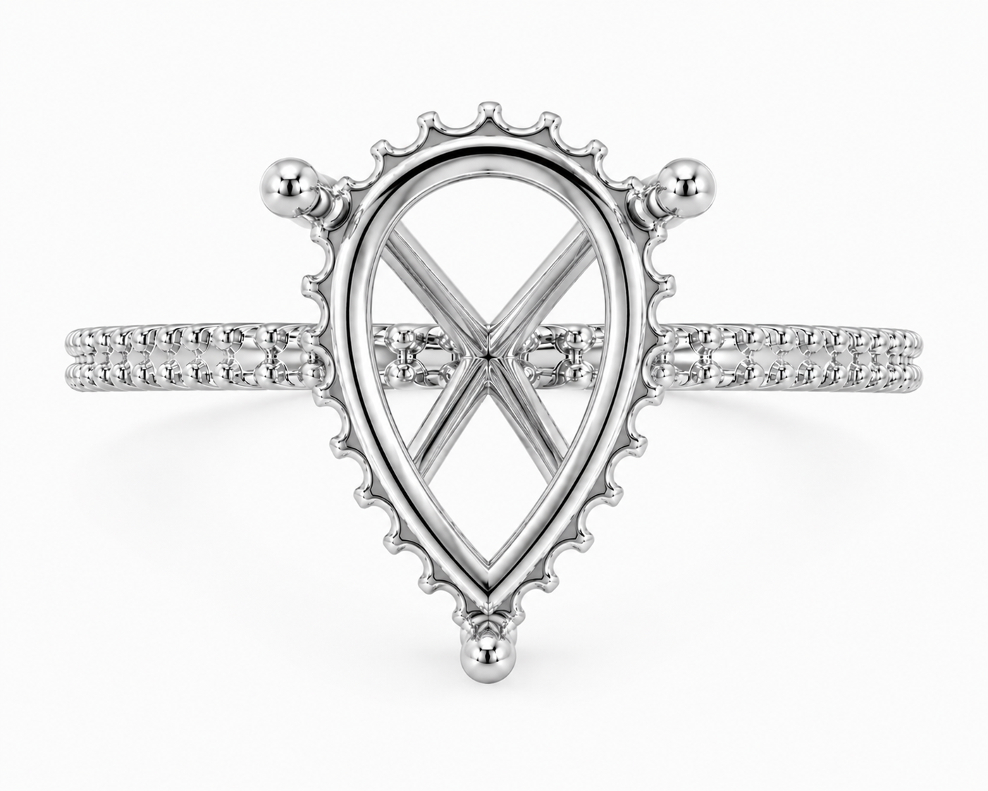 14K Pear Solitaire — Hidden Halo Pave, Size 6.5 — alternate product view 2