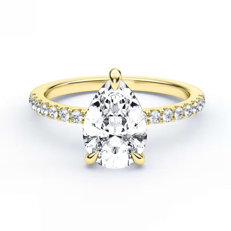 14K Pear Solitaire — Hidden Halo Pave, Size 6.5 — alternate product view 4
