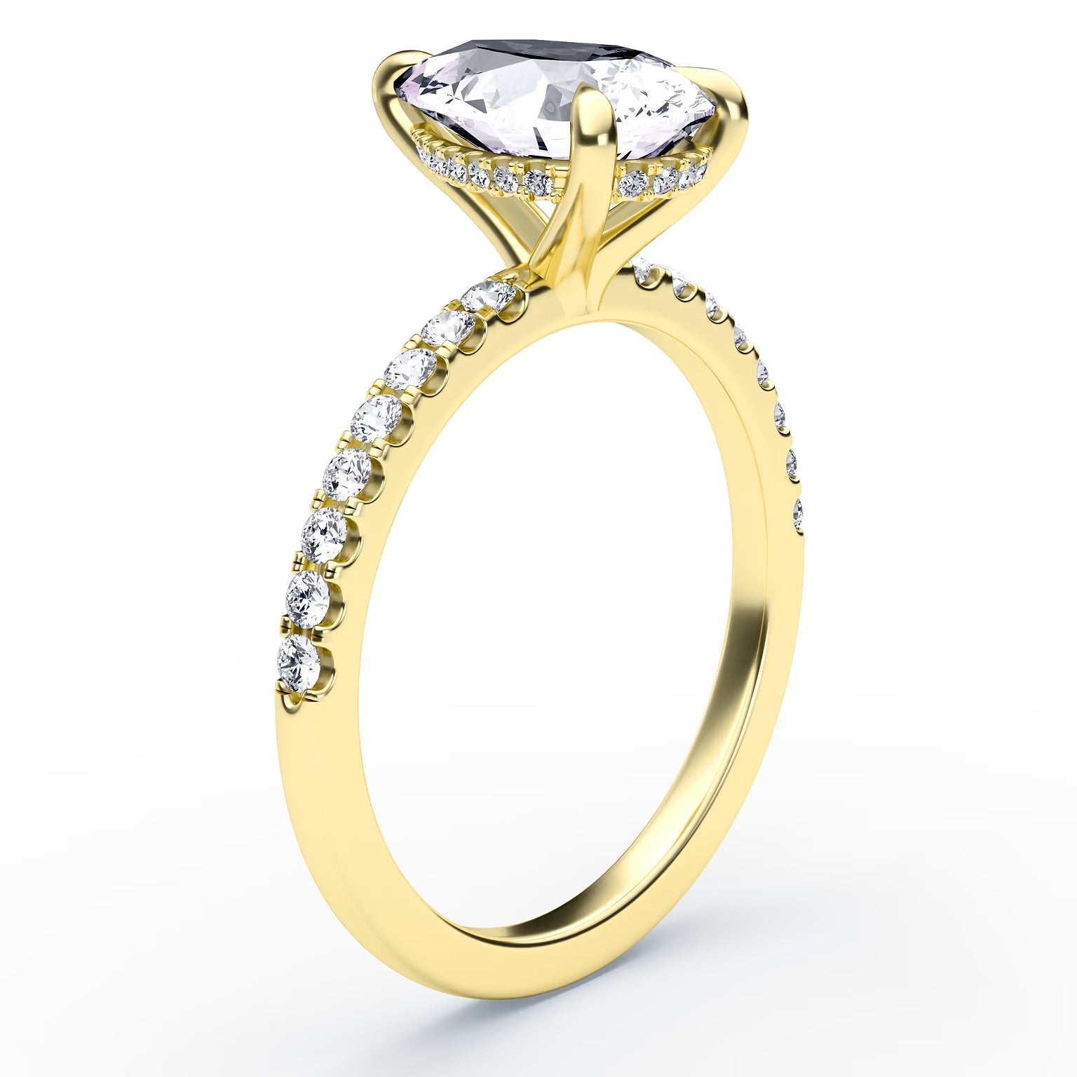 14K Pear Solitaire — Hidden Halo Pave, Size 6.5 — alternate product view 6
