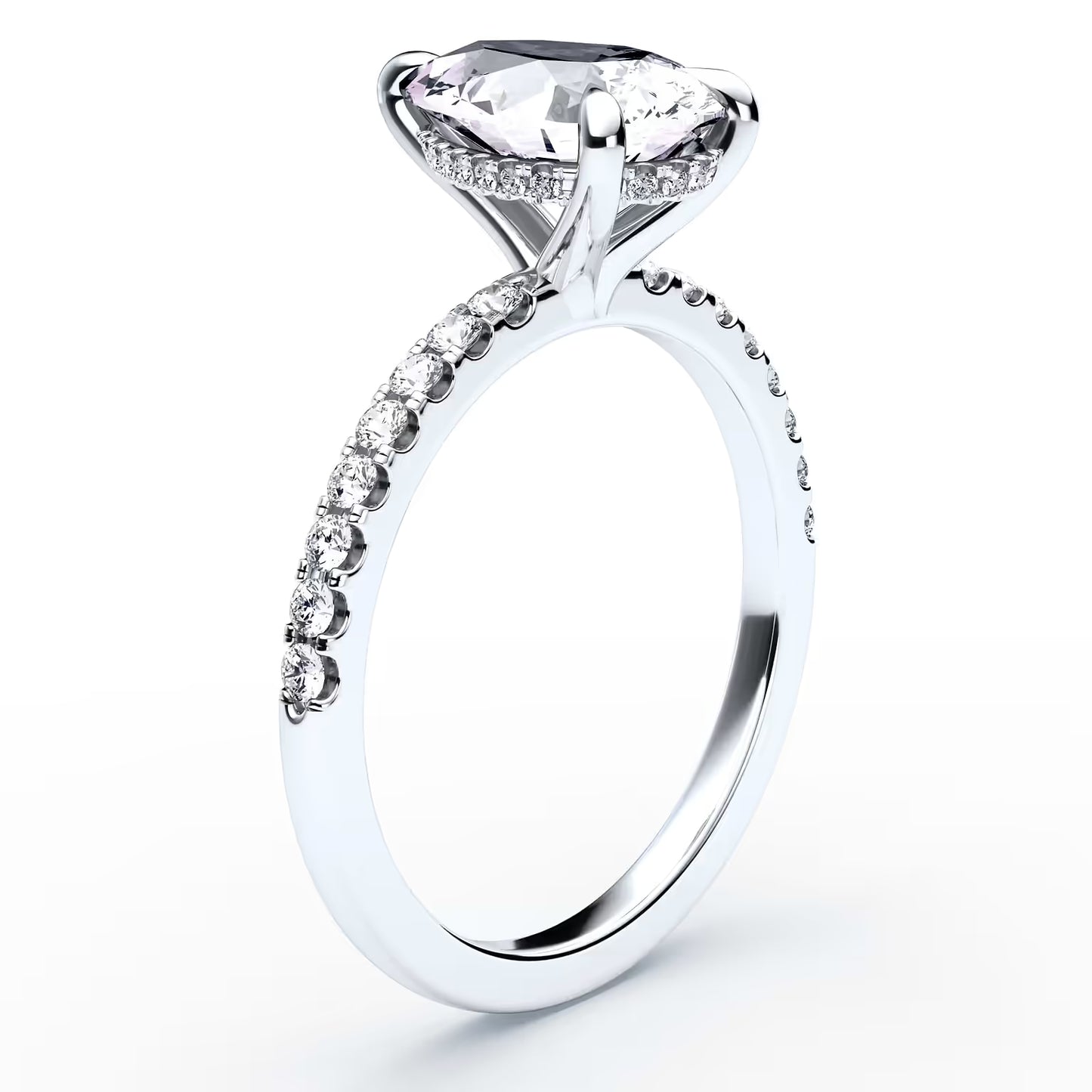 14K Pear Solitaire — Hidden Halo Pave, Size 6.5 — alternate product view 3