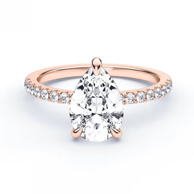 14K Pear Solitaire — Hidden Halo Pave, Size 6.5 — alternate product view 7