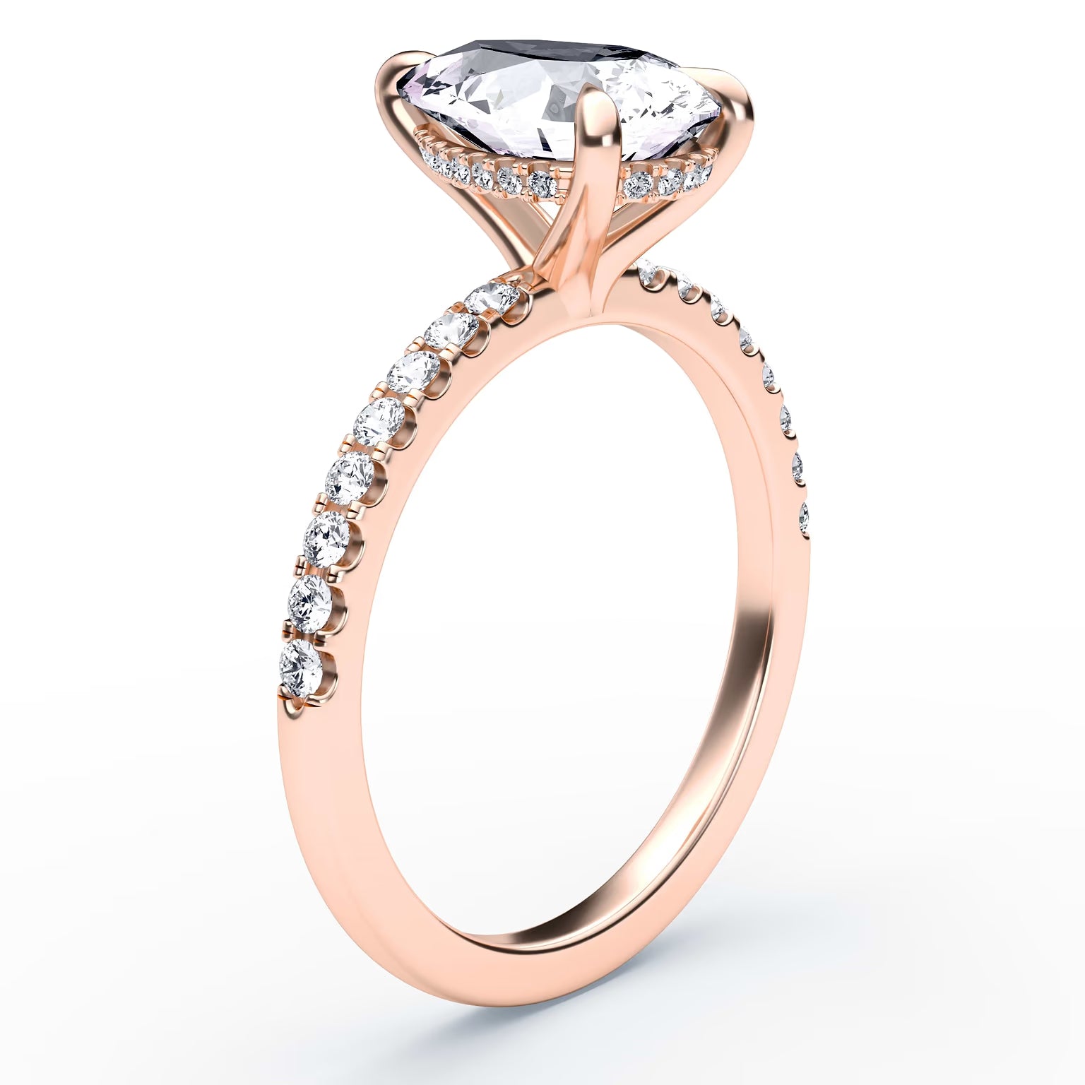 14K Pear Solitaire — Hidden Halo Pave, Size 6.5 — alternate product view 9