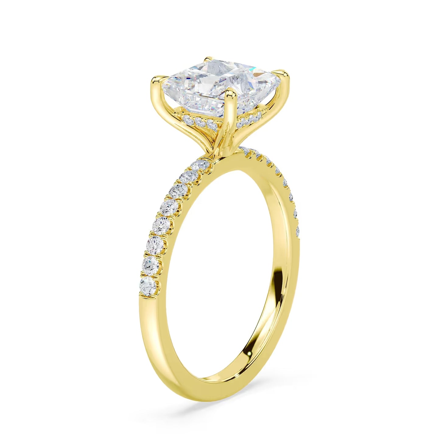 14K Princess Cut Solitaire — Hidden Halo Pave, Size 6.5 — alternate product view 5