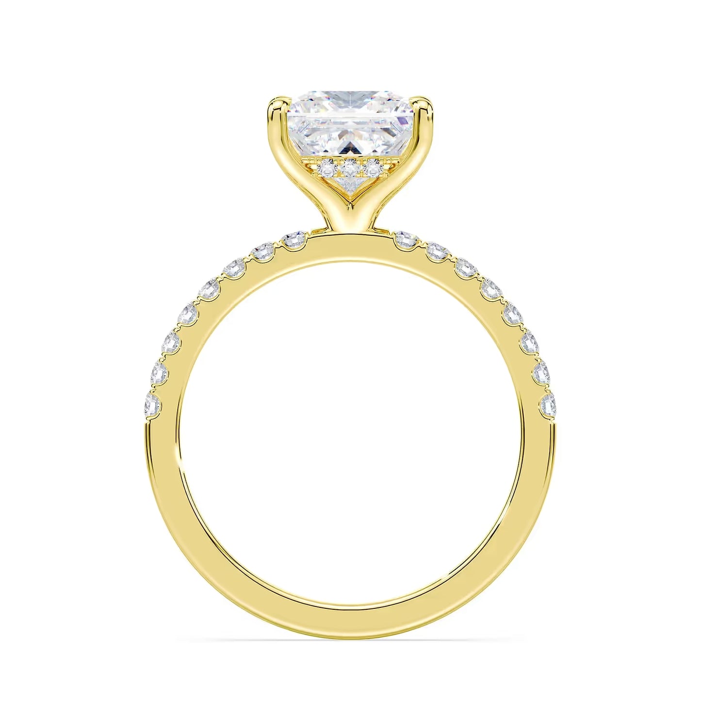 14K Princess Cut Solitaire — Hidden Halo Pave, Size 6.5 — alternate product view 6