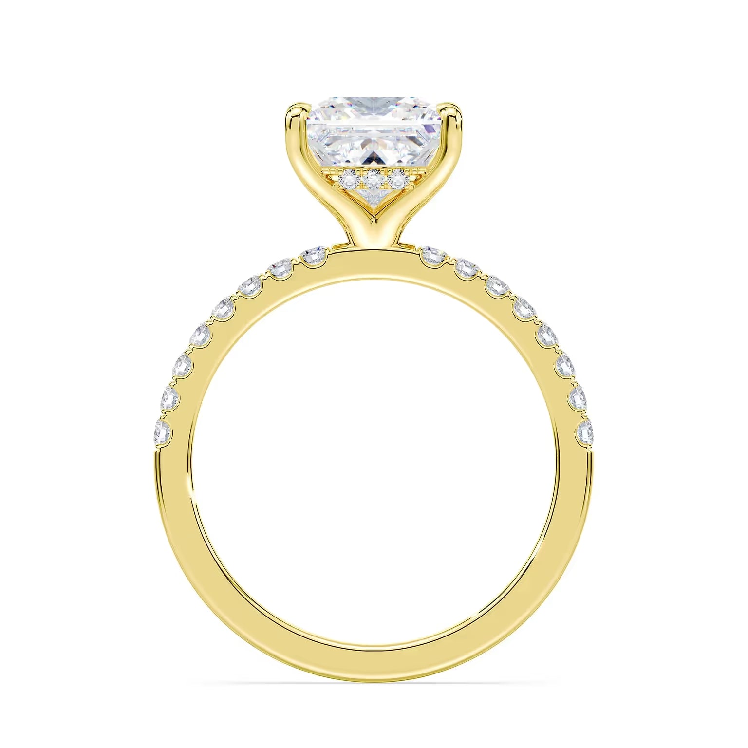 14K Princess Cut Solitaire — Hidden Halo Pave, Size 6.5 — alternate product view 6