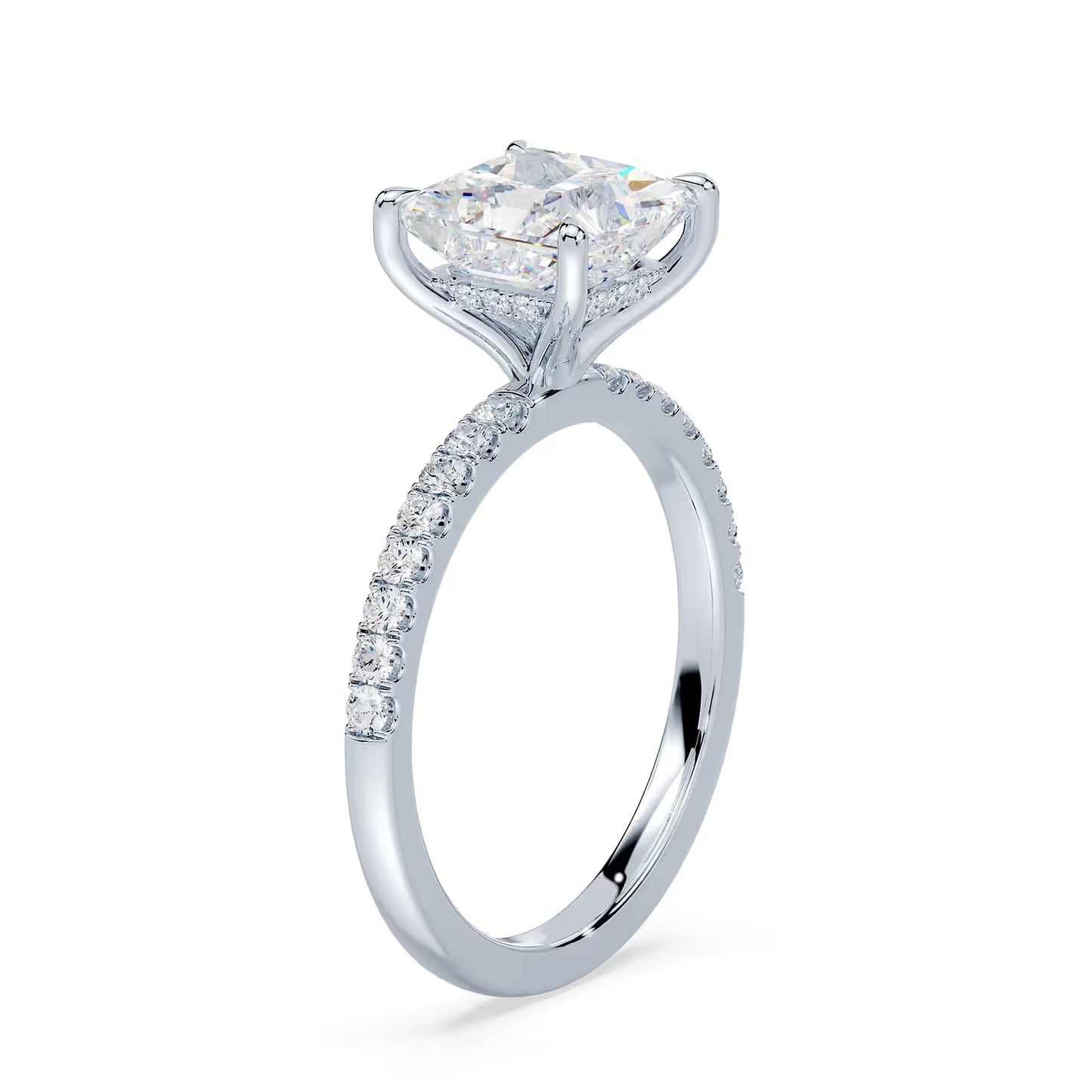 14K Princess Cut Solitaire — Hidden Halo Pave, Size 6.5 — alternate product view 2