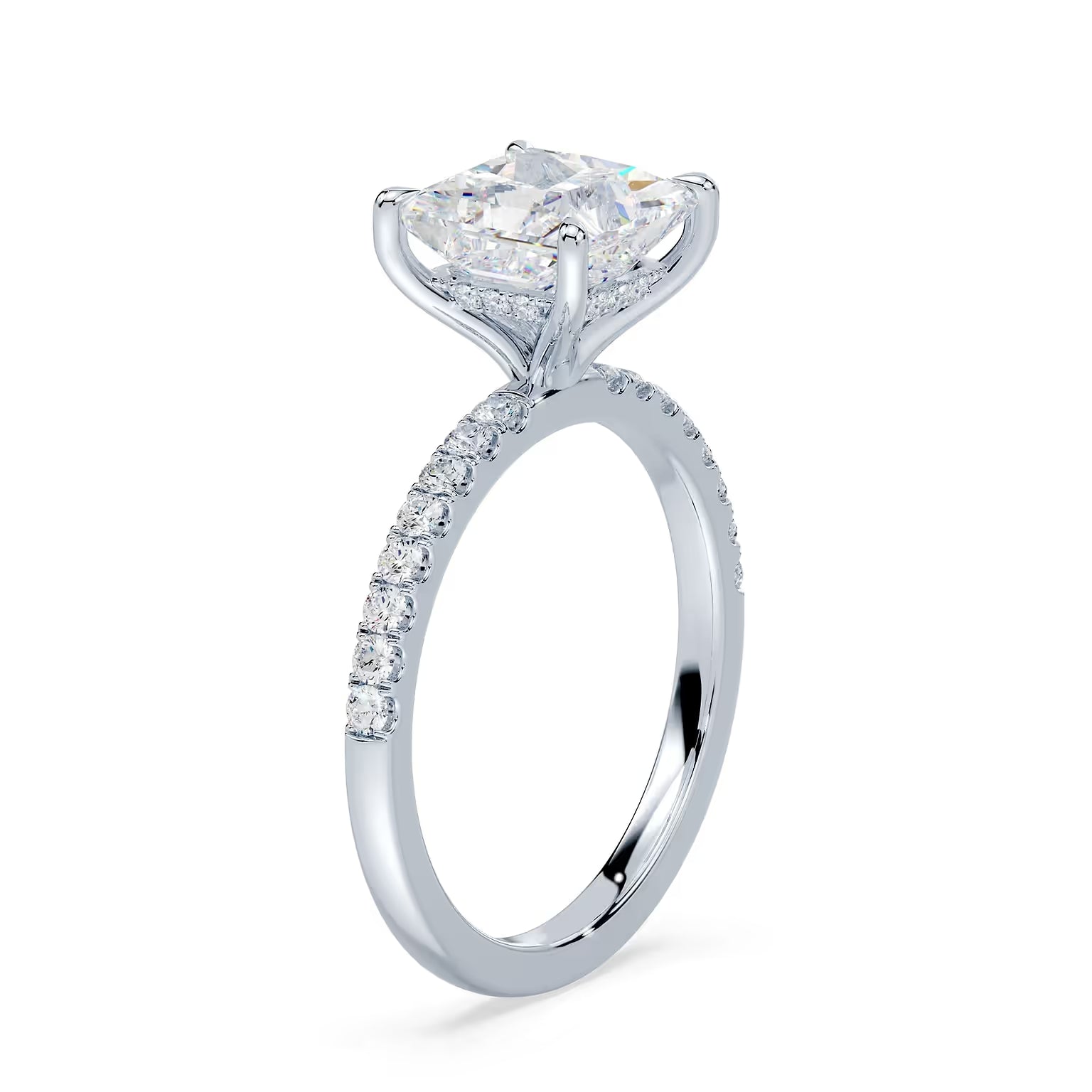14K Princess Cut Solitaire — Hidden Halo Pave, Size 6.5 — alternate product view 2