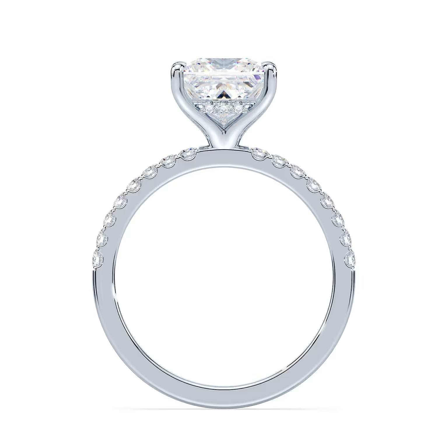 14K Princess Cut Solitaire — Hidden Halo Pave, Size 6.5 — alternate product view 3