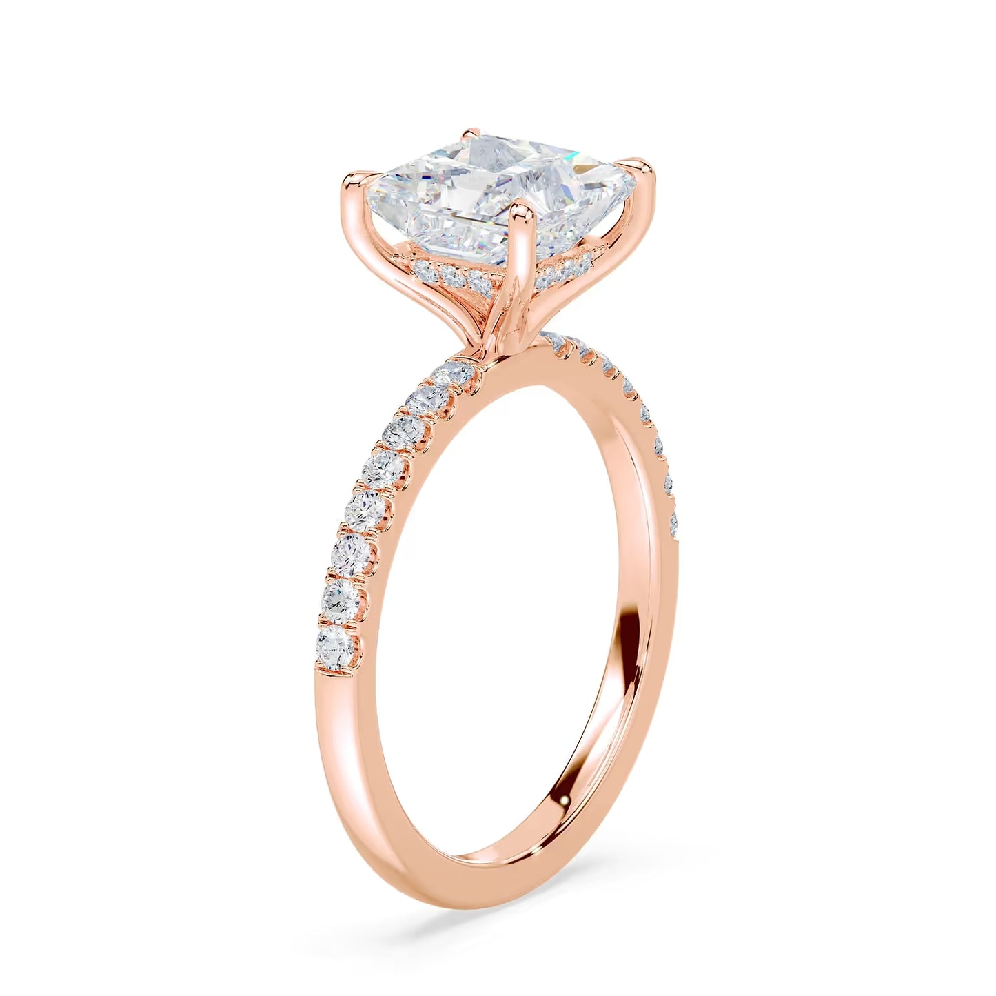 14K Princess Cut Solitaire — Hidden Halo Pave, Size 6.5 — alternate product view 8