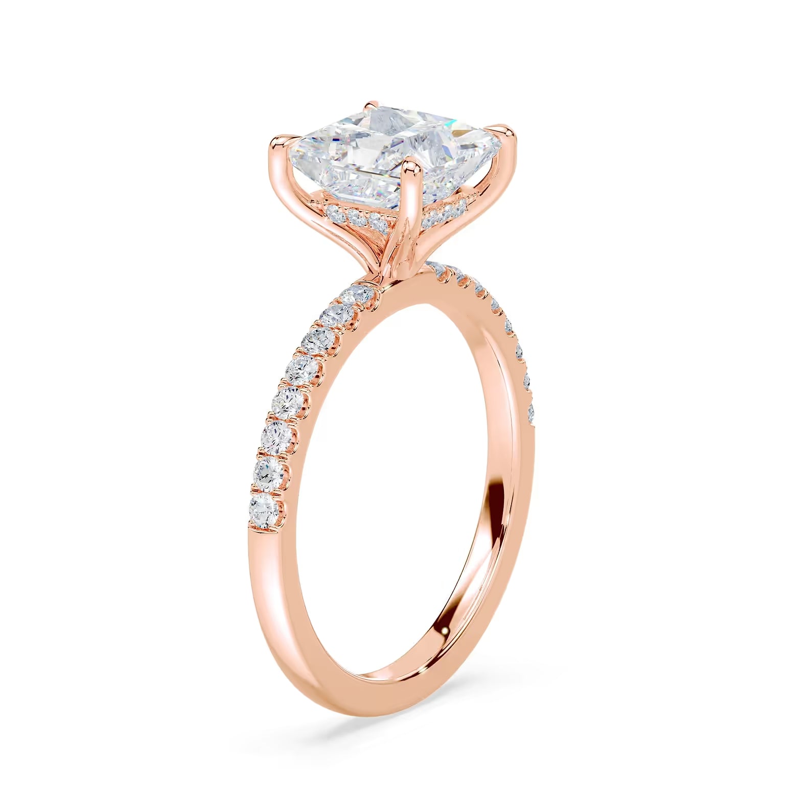 14K Princess Cut Solitaire — Hidden Halo Pave, Size 6.5 — alternate product view 8