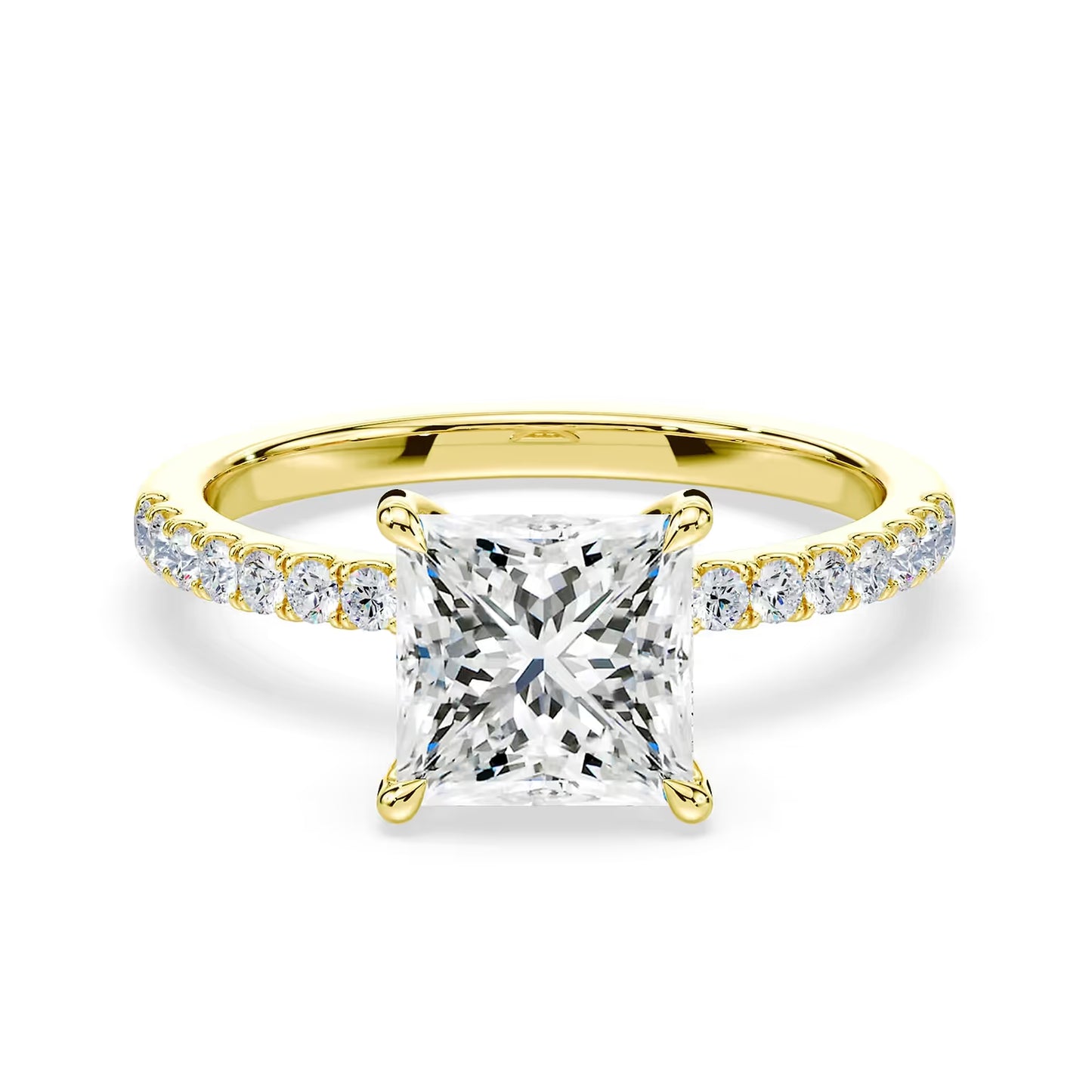 14K Princess Cut Solitaire — Hidden Halo Pave, Size 6.5 — alternate product view 4