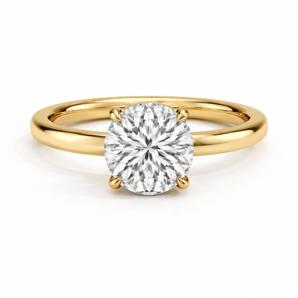 14K Flat Edge Round Solitaire Size 6.5