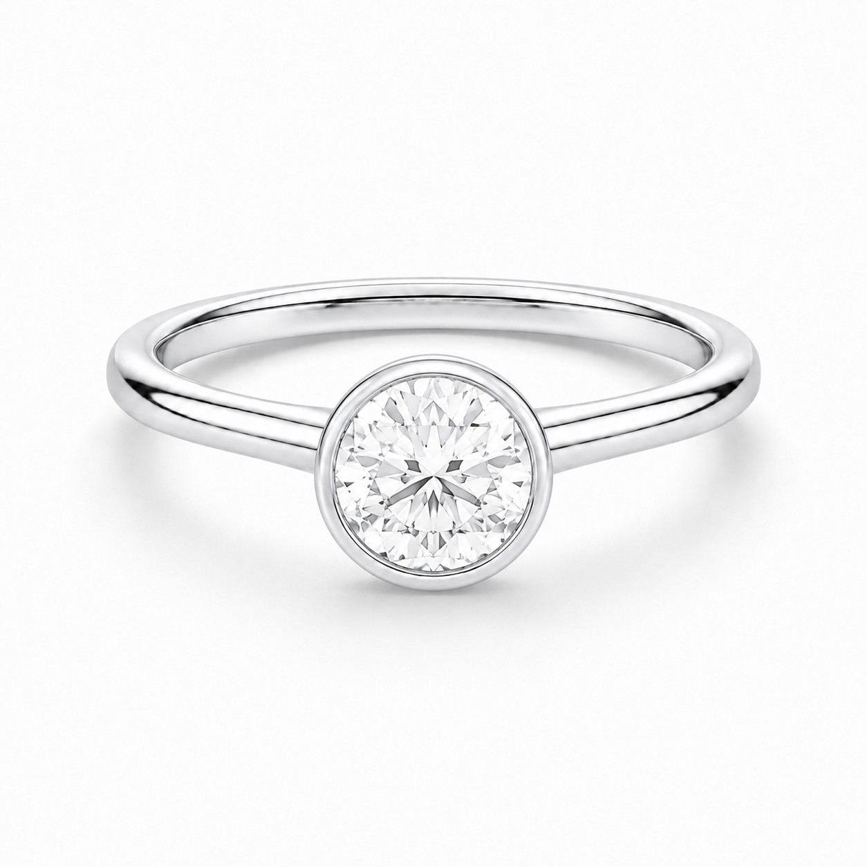 14K Bezel Set Round Solitaire Size 7.