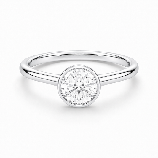 14K Bezel Set Round Solitaire Size 7.