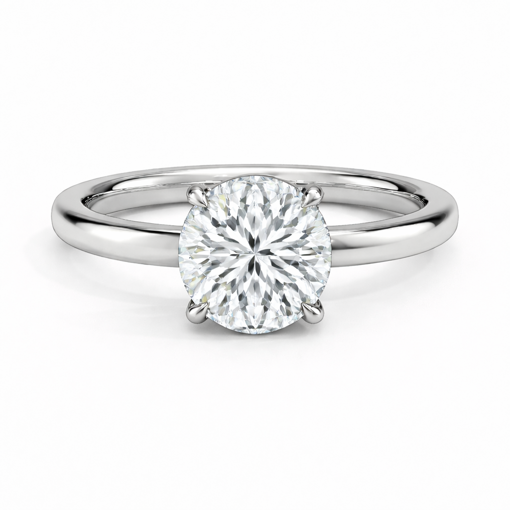 14K Round Solitaire — Flat Edge, Size 6.5 — 14K gold mounting
