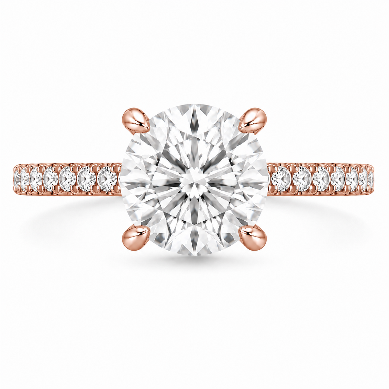 14K Round Solitaire — Hidden Halo Pave, Size 6.5 — alternate product view 9