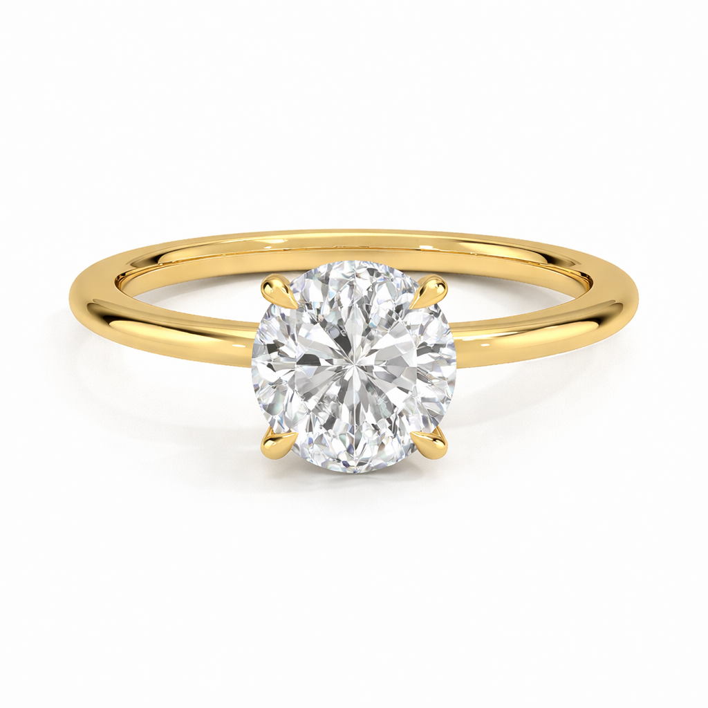 14K Cathedral Round Solitaire Size 7.