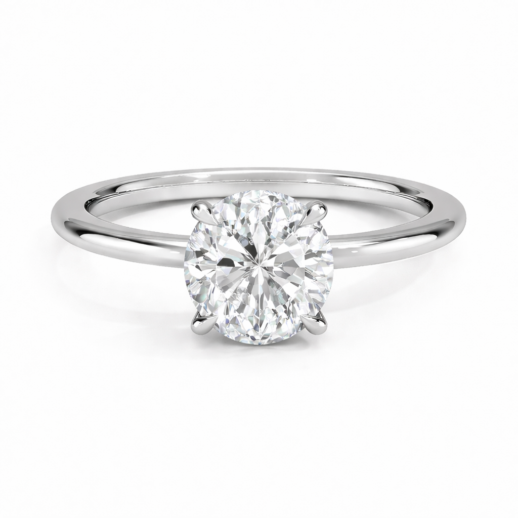 14K Cathedral Round Solitaire Size 7.