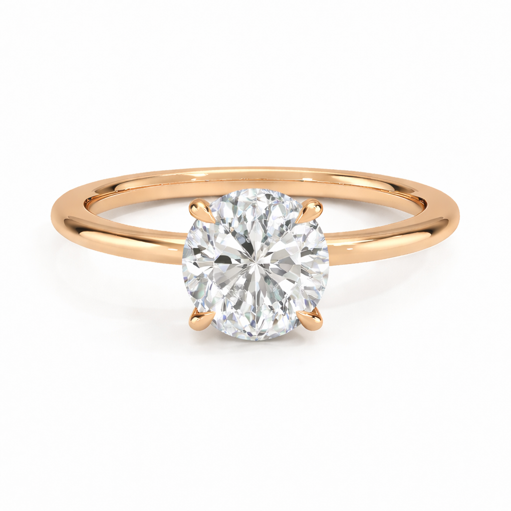 14K Cathedral Round Solitaire Size 7.