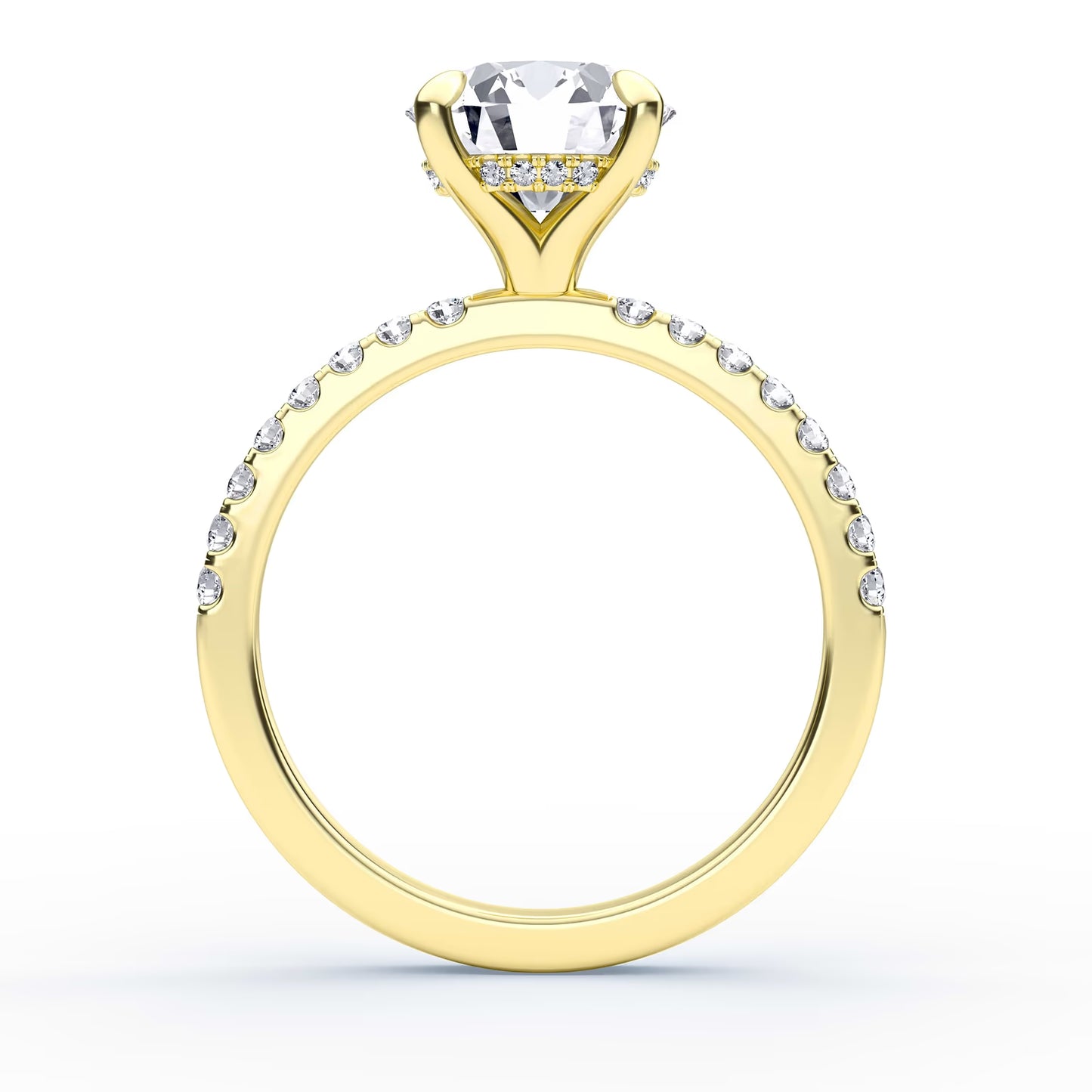 14K Round Solitaire — Hidden Halo Pave, Size 6.5 — alternate product view 8