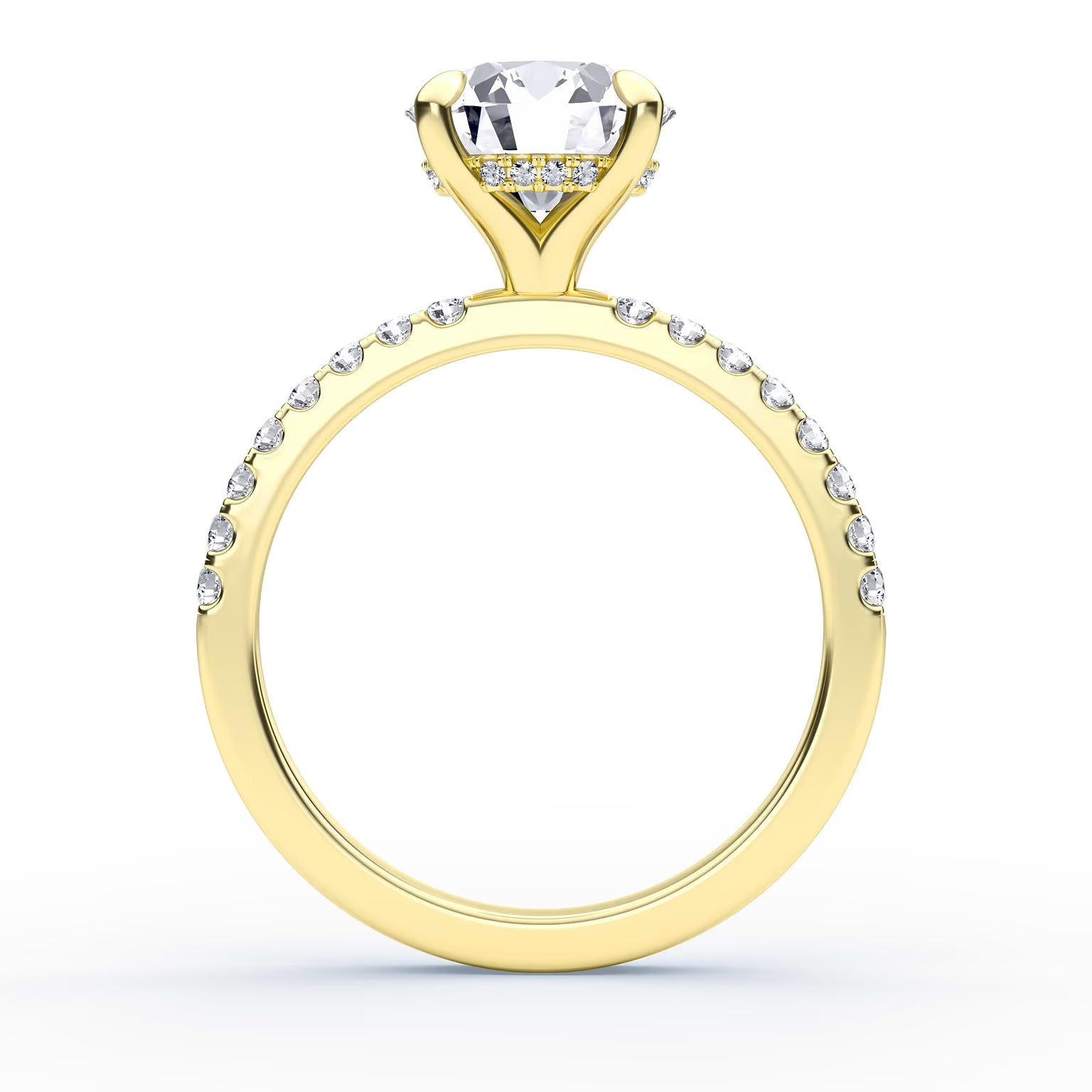14K Round Solitaire — Hidden Halo Pave, Size 6.5 — alternate product view 8